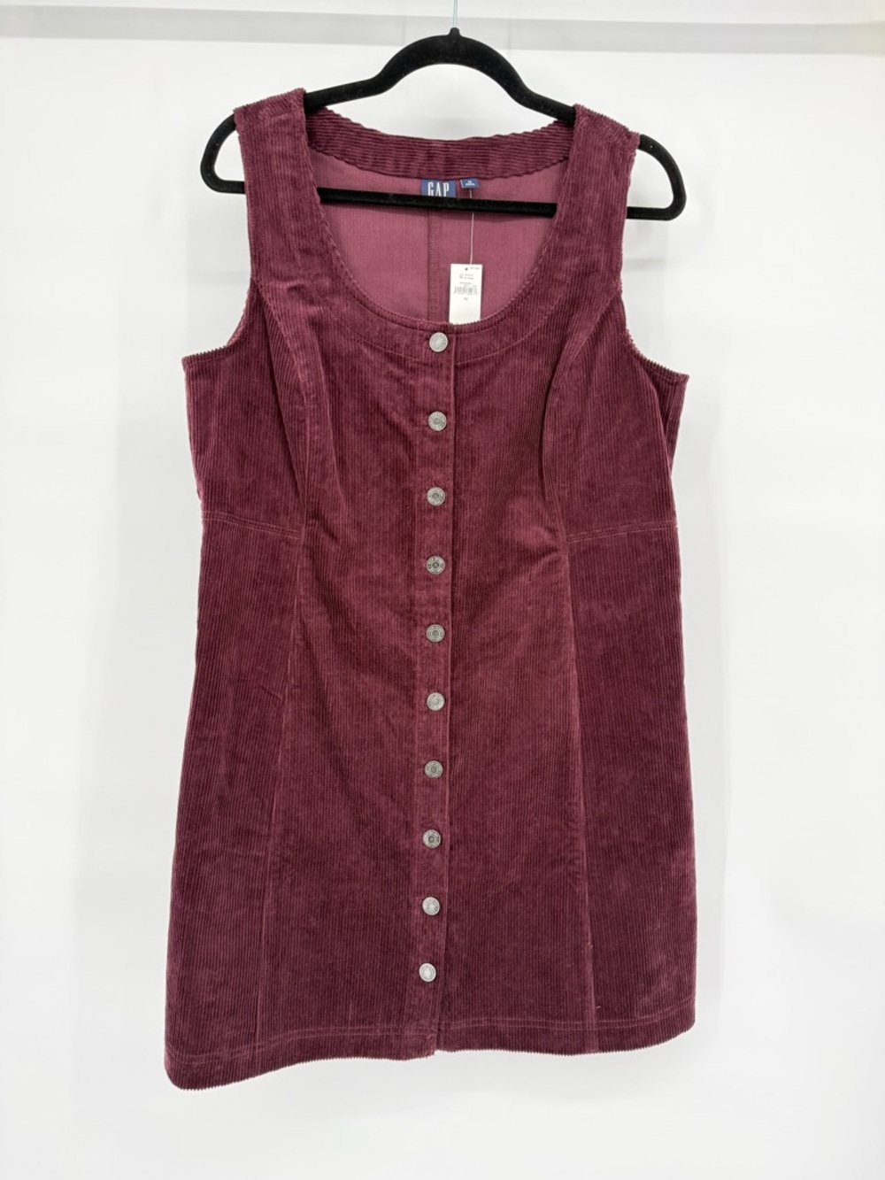 Gap Corduroy Button Front Dress 12 Sleeveless Fitted Casual Retro Flattering